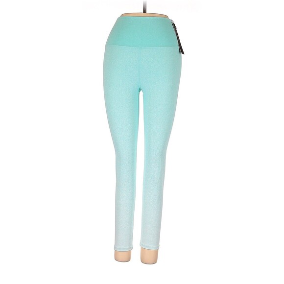 CARBON38 Bright Turquoise White Ombre Jacquard 7/8 Leggings - S - Picture 1 of 7